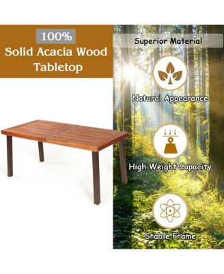 Rectangular Acacia Wood Rustic Dining Furniture Table