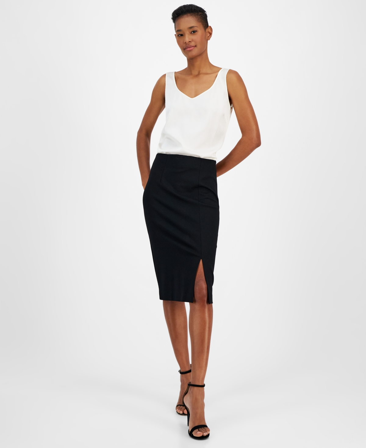 Women's Vaguette Slim Slit Pencil Skirt - Black