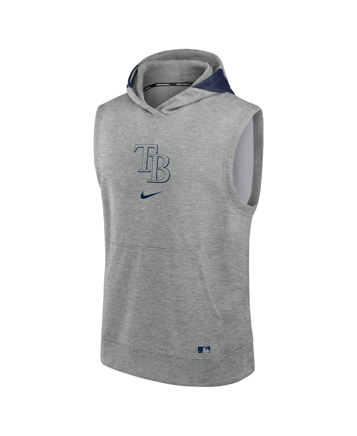 Nike Men'sTampa Bay Rays Authentic Collection Early Work Performance Sleeveless Pullover Hoodie - Heather Gray, Navy