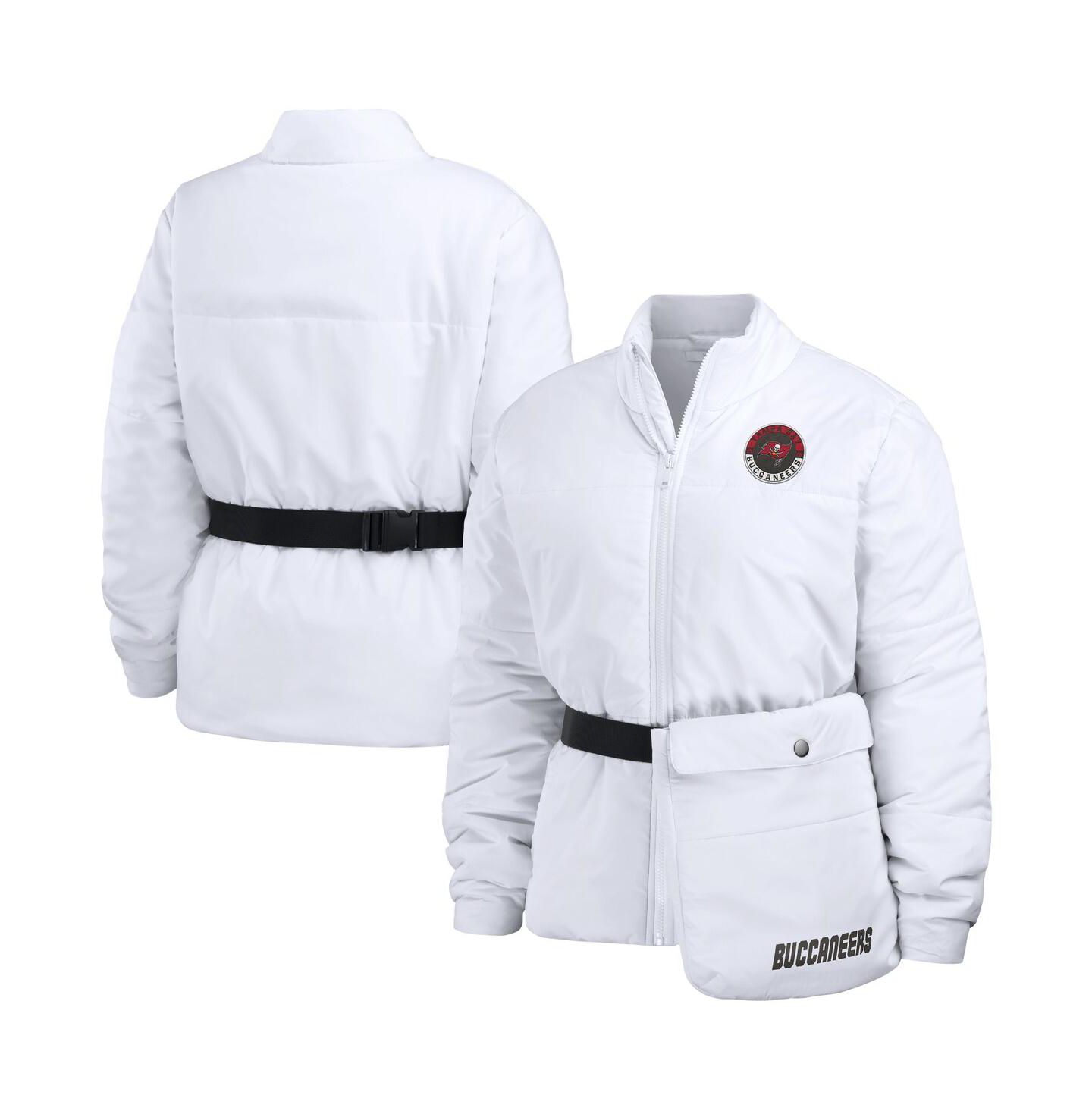 Женская куртка WEAR by Erin Andrews White Tampa Bay Buccaneers Packaway Full-Zip Puffer — фото 1