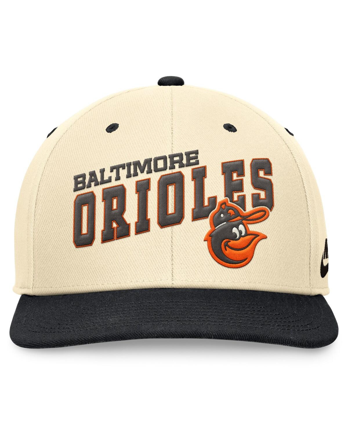 Nike Men'sBlack Baltimore Orioles Rewind Cooperstown Collection Performance Snapback Hat - Cream, Black