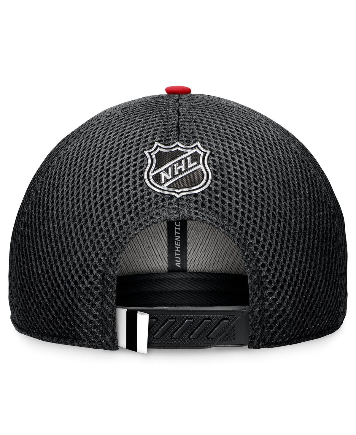 Fanatics Men's Black New Jersey Devils 2024 Nhl Draft On Stage Trucker Adjustable Hat In Black,red
