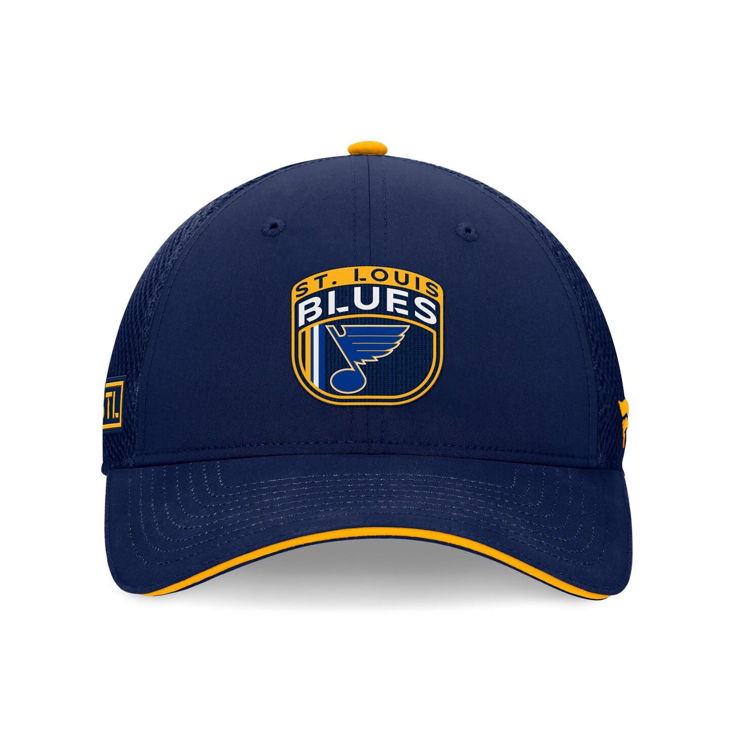Мужская кепка Fanatics Navy St. Louis Blues 2024 NHL Draft on Stage Trucker Adjustable Hat — фото 3