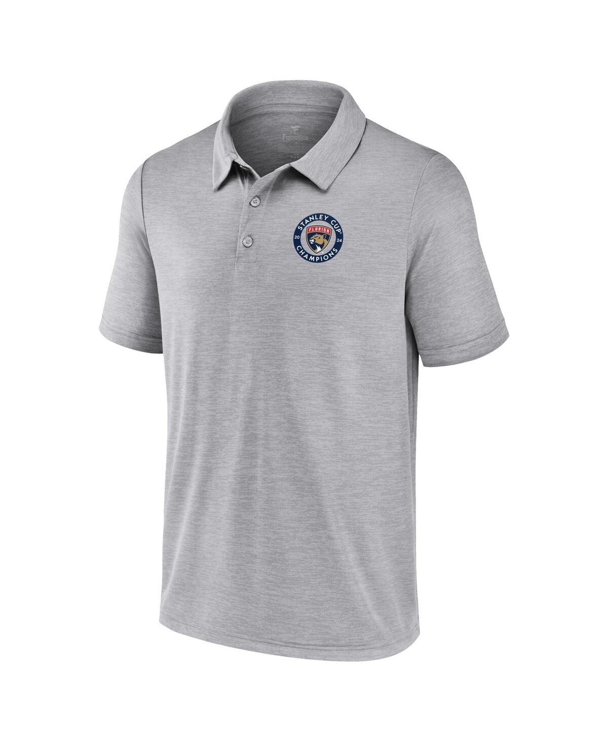 Fanatics Men'sFlorida Panthers 2024 Stanley Cup Champions Seal Logo Polo Shirt - Gray
