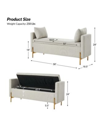 Angelus Modern Upholstered Flip Top Storage Bench with Throw Pillow