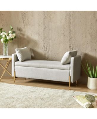 Angelus Modern Upholstered Flip Top Storage Bench with Throw Pillow