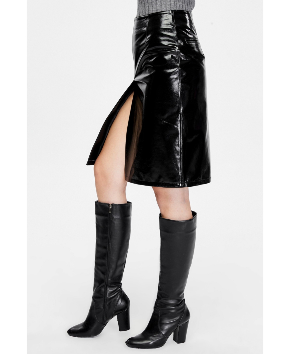 Furniq Uk Women's Leather Fashion Skirt,- Black