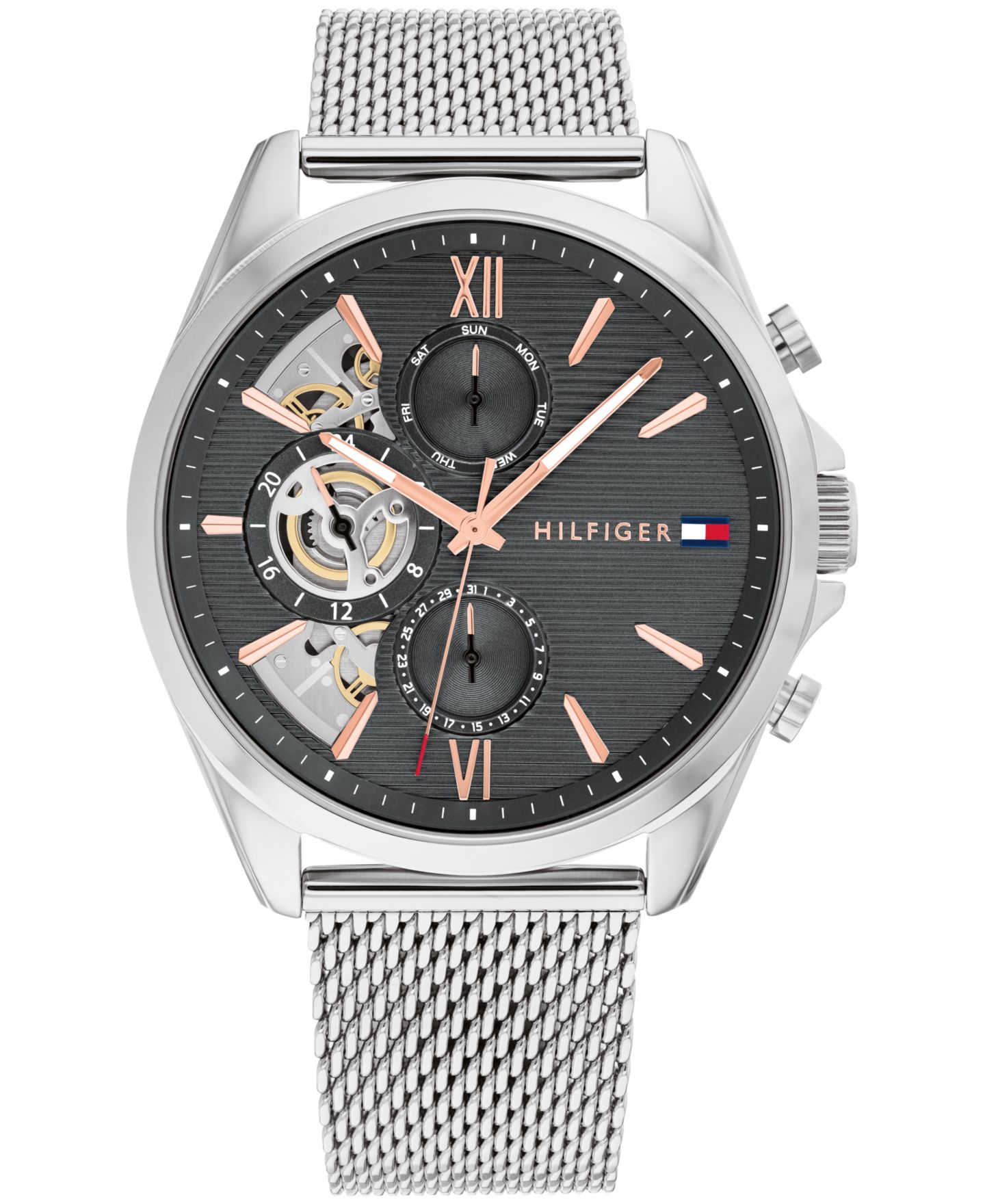 Мужские часы Tommy Hilfiger Multifunction Silver Stainless Steel Watch 43.5mm — фото 1