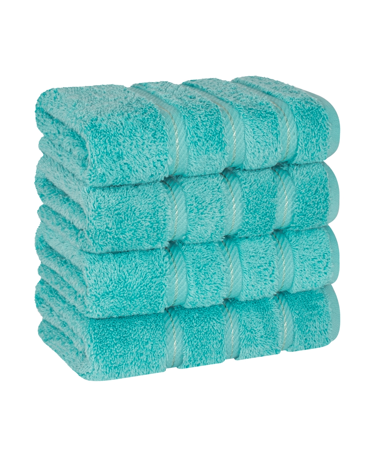 American Soft Linen Edison Luxury 100% Turkish Cotton 4-piece Hand Towel Set In Turquoise Blue