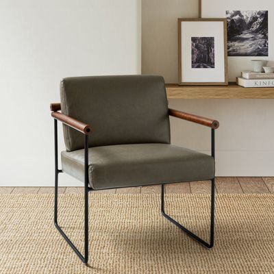 Modern Arm Chair with Sturdy Metal Tube Side
