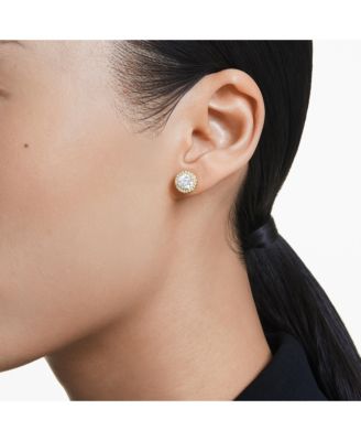 Round Cut, Gold Tone, Gold-Tone Plated Una Stud Earrings