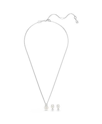 Crystal Pearl, Round Cut, White, Rhodium Plated Matrix Set