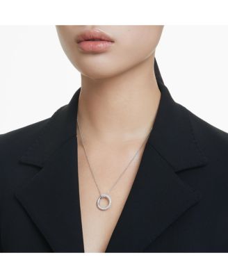 Dextera Pendant, Pav&eacute;, White, Rhodium Plated Necklace