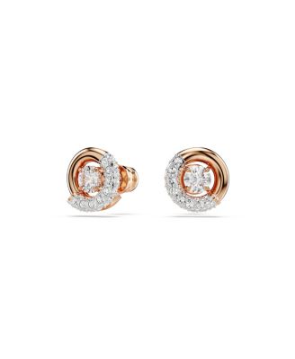 Round Cut, White, Rose Gold-Tone Plated Dextera Stud Earrings