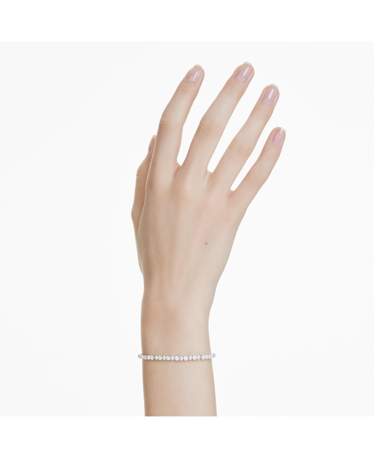 Swarovski Matrix Mixed Round Cuts White Rhodium Plated Tennis Bracelet In Silver