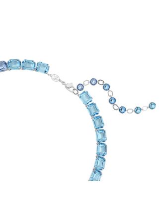 Octagon Cut, Color Gradient, Blue, Rhodium Plated Millenia Necklace