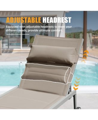 Premium Textilene Chaise Lounge Adjustable, Breathable, Rust-Resistant