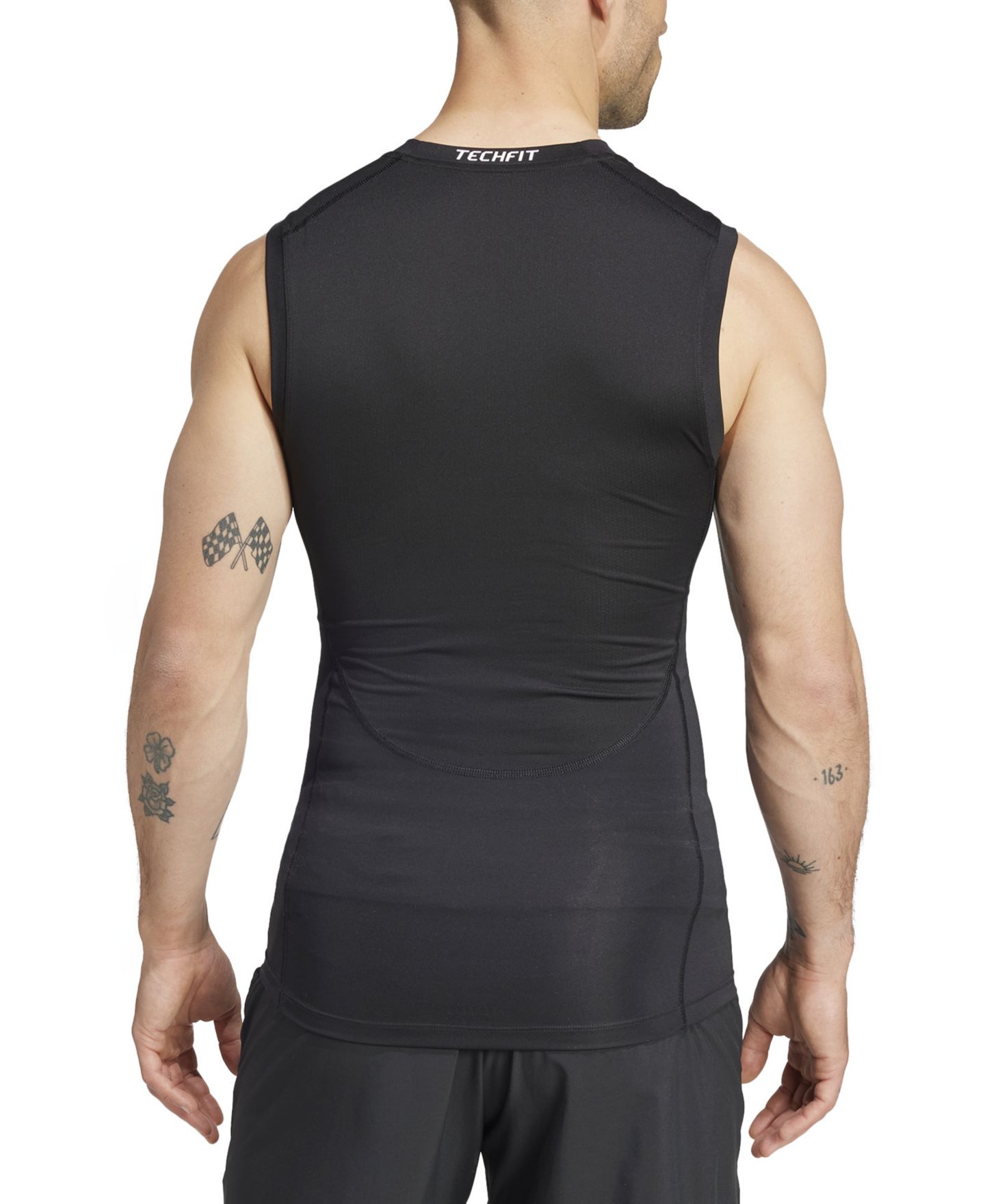 Мужская футболка adidas Fitted Crewneck Tech-Fit Sleeveless Compression, цвет: Чёрный — фото 2