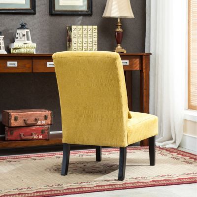 Contemporary Chenille Fabric Armless Accent Chair with Pillow