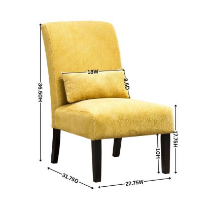 Contemporary Chenille Fabric Armless Accent Chair with Pillow