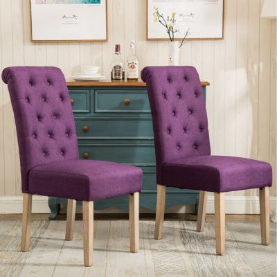 Solid Wood Tufted Parsons Dining Chair, Set of 2