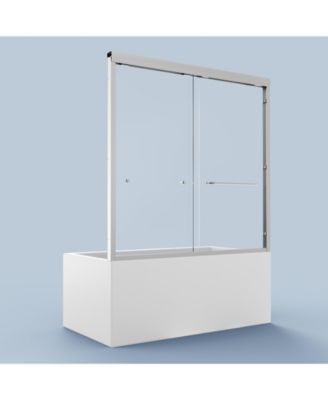 Luxurious Semi-Frameless Bathtub Door Adjusts 56-60", Easy Access, Water-Resistant