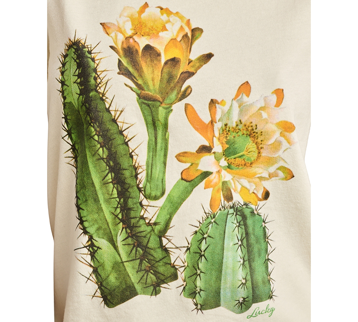 Lucky Brand Women's Cotton Watercolor Cactus Classic T-Shirt