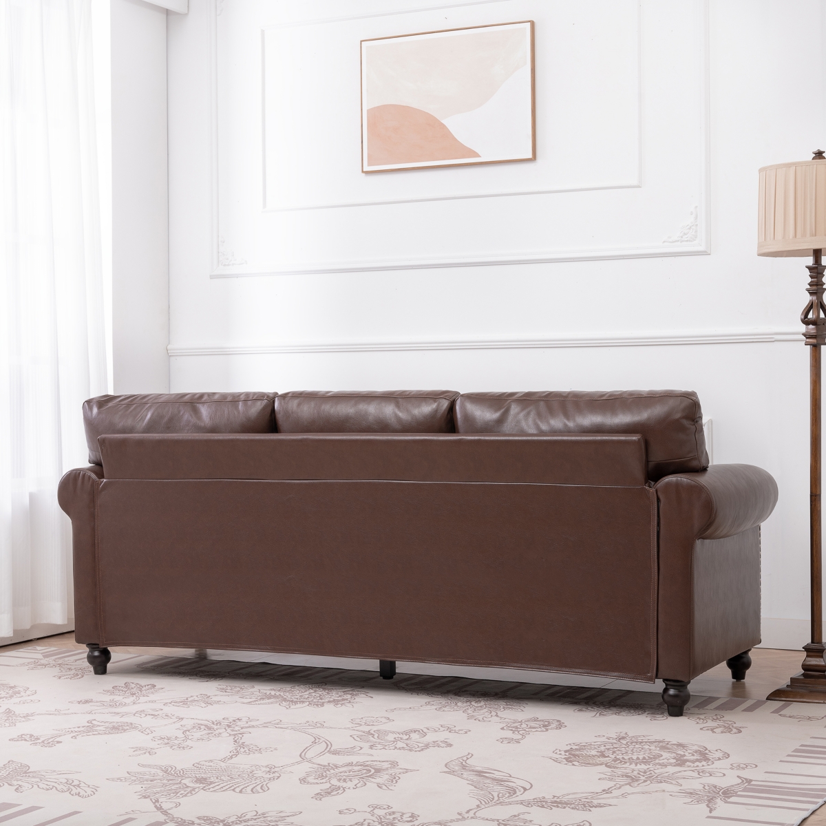 Simplie Fun Modern Sofa with Pocket Springs and Elegant Silver Bubble Nails