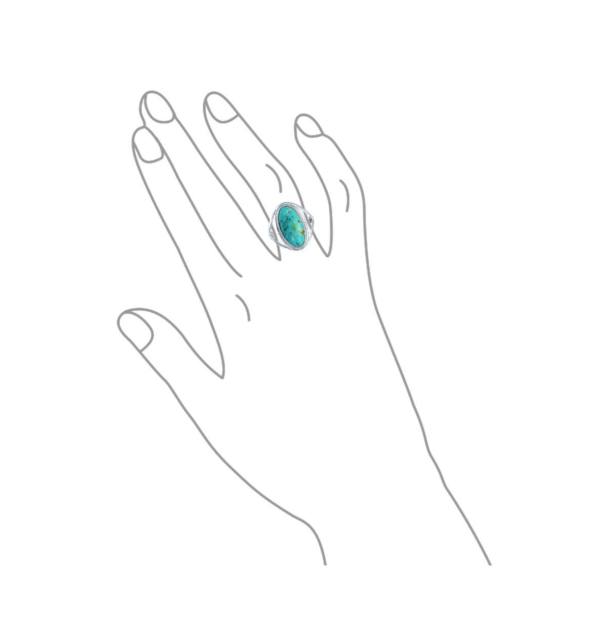 Bling Jewelry Simple Large Dome Oval Cabochon Bezel SetNatural Turquoise Western Statement Ring For Women Split Band .925 Sterling Silver - Blue