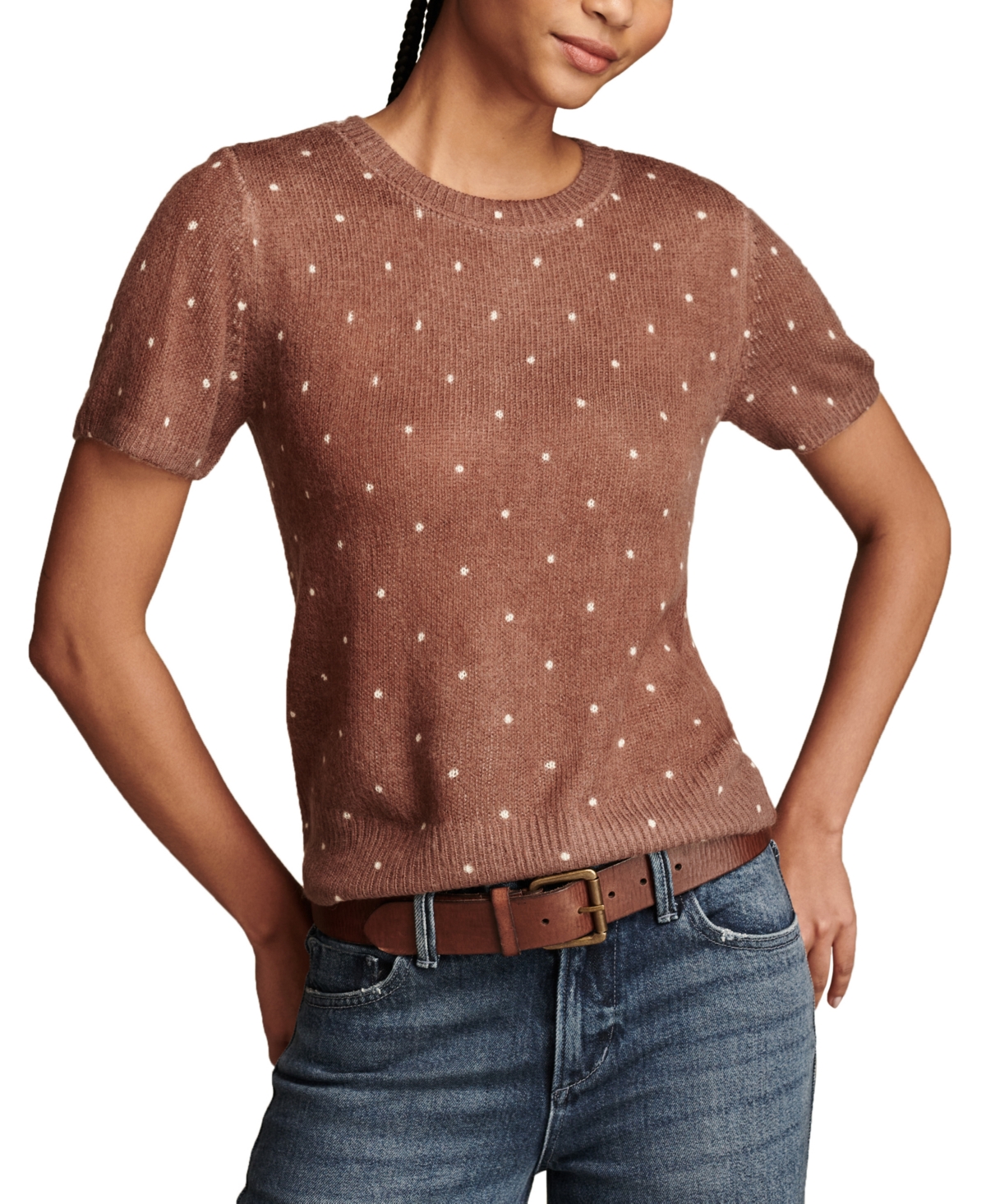 Lucky Brand Women's Dot Print Short-Sleeve Knit Top