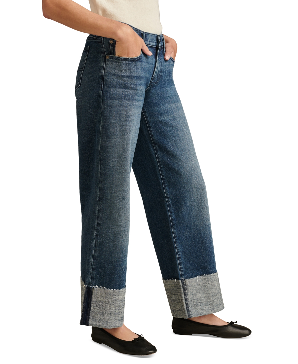 Lucky Brand Women's Lucky Legend Sweet Wide-Leg Cuffed Jeans