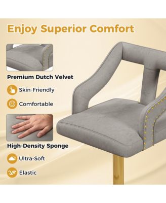 Set of 2 Swivel Bar Stool with Footrest, 2-Layer Electroplated Metal Base