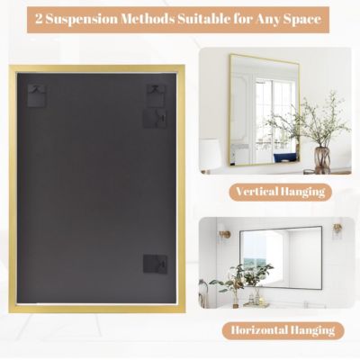 26"x38" Rectangular Wall Mirror with Gold Aluminum Alloy Frame