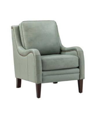 Traditional Pascual 27.56" Wide Genuine Leather Arm Chair with Rubber Wood Legs