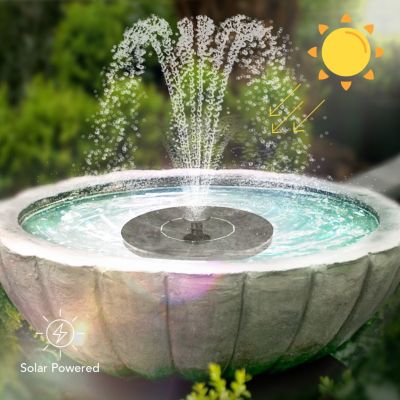 Outdoor Solar Powered Birth Bath Fountain Pump Pond Floating Outdoor 4 Nozzle