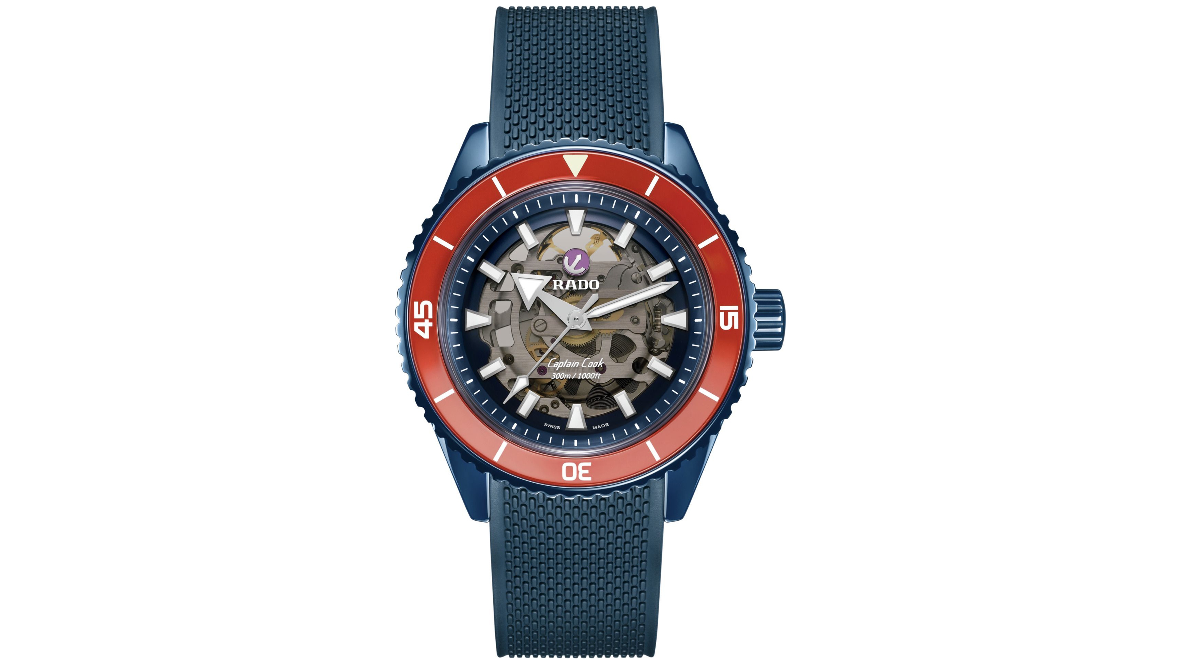 Rado Men's Swiss Automatic Captain Cook Navy Blue High-Tech Ceramic Bracelet Watch 43mm