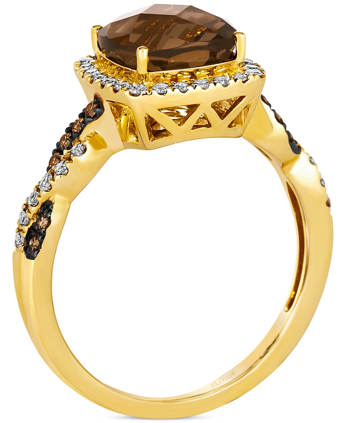 Le Vian Chocolate Quartz (2 ct. t.w.) & Diamond (1/3 ct. t.w.) Halo Braided Ring in 14k Gold