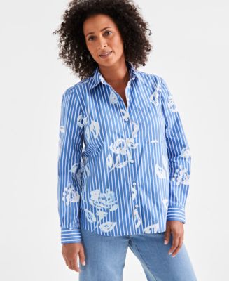 売れ筋商品|||スタイルアンドコー カットソー トップス レディース Women's Striped Long-Sleeve Perfect Shirt, Exclusively at Macy's Stripe Salmon Style & Co Women's Striped Long-Sleeve Perfect Shirt