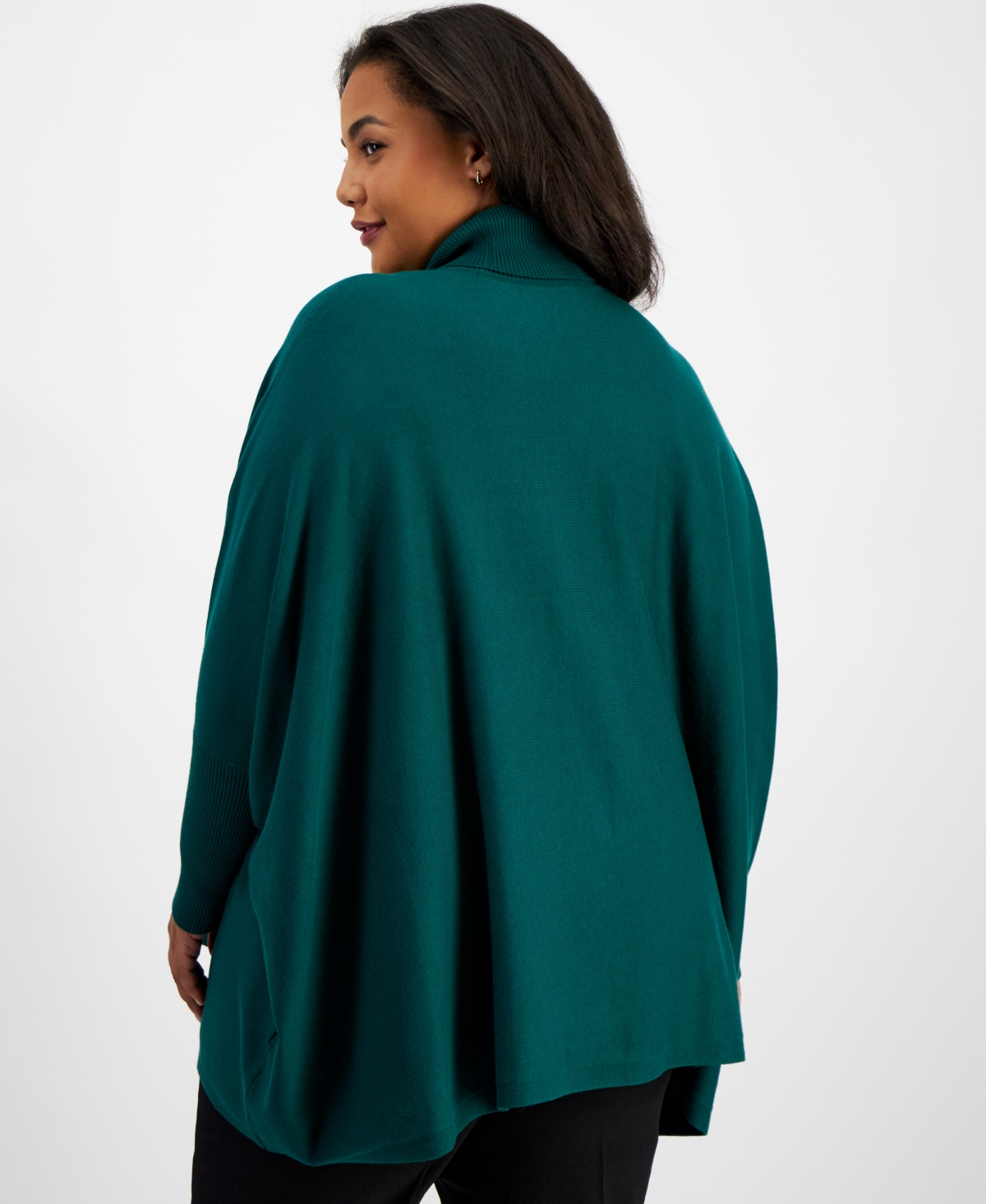 Jm Collection Plus Size Solid Turtleneck Poncho Sweater, Created for Macy's