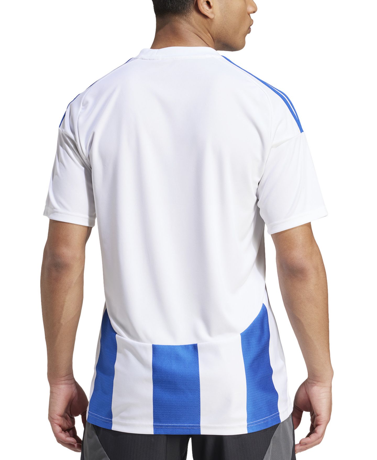 Мужская футболка adidas Stripe Logo Jersey T-Shirt, цвет: Белый / Королевский синий — фото 2