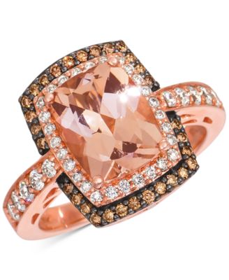 Le Vian - Peach Morganite (2-1/4 ct. t.w.) & Diamond (5/8 ct. t.w.) Halo Statement Ring in 14k Rose Gold