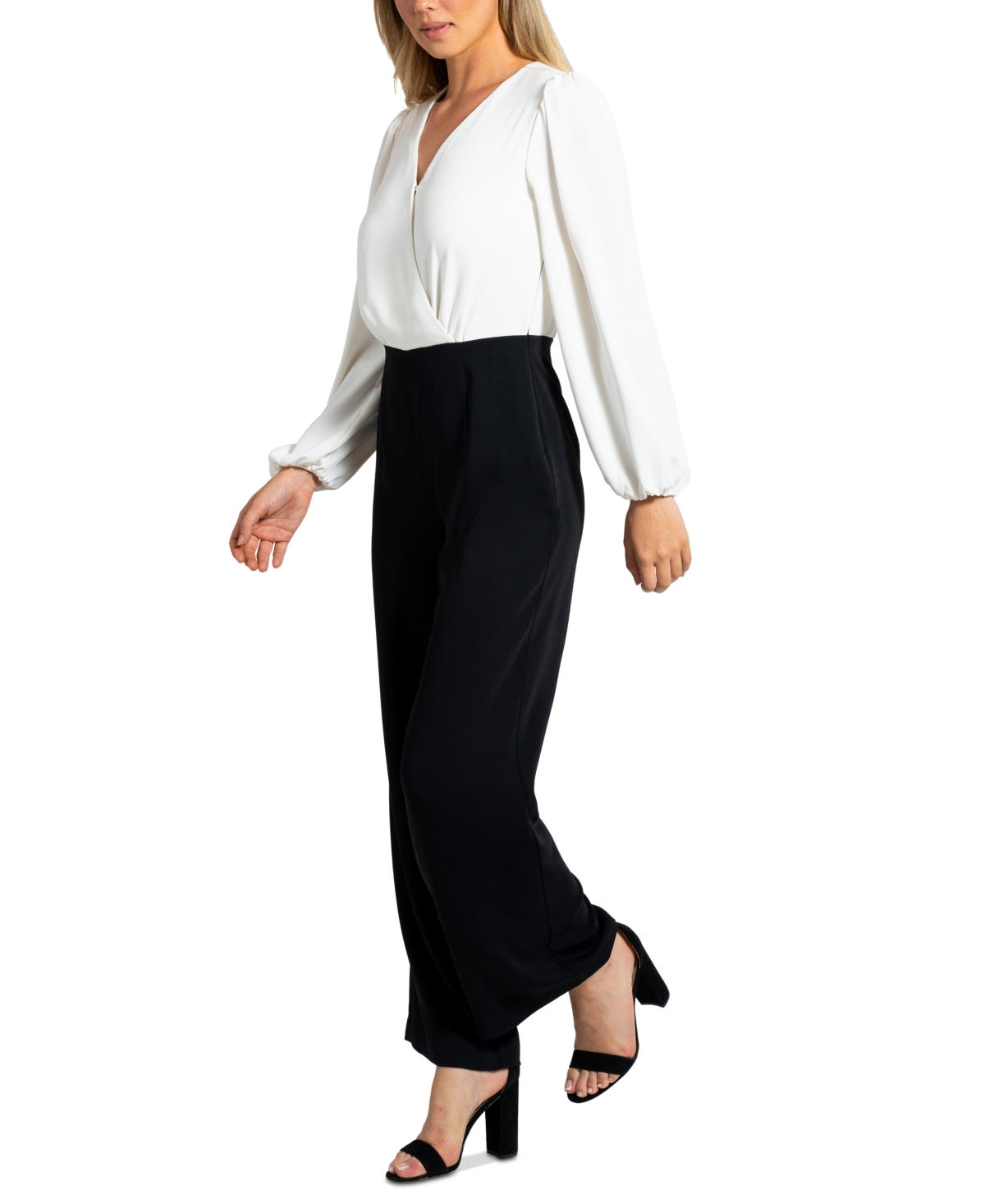 Sam Edelman Women's Colorblocked V-Neck Jumpsuit -whit