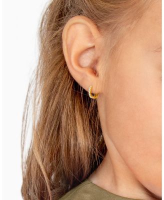 Children's 14K Gold 9mm Timeless Pave Girls' Huggie Hoop Earrings