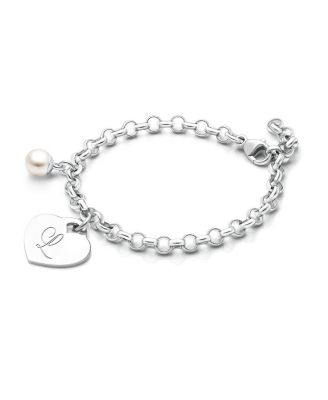 Tiny Blessings Children's Sterling Silver Classic Charm Bracelet & Engraved Initial Girls' 6.25" Bracelet - Silver - l