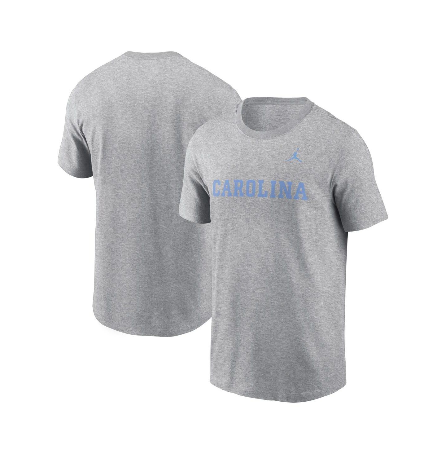 Мужские футболки Jordan Heather Gray North Carolina Tar Heels Primetime Evergreen Wordmark — фото 1