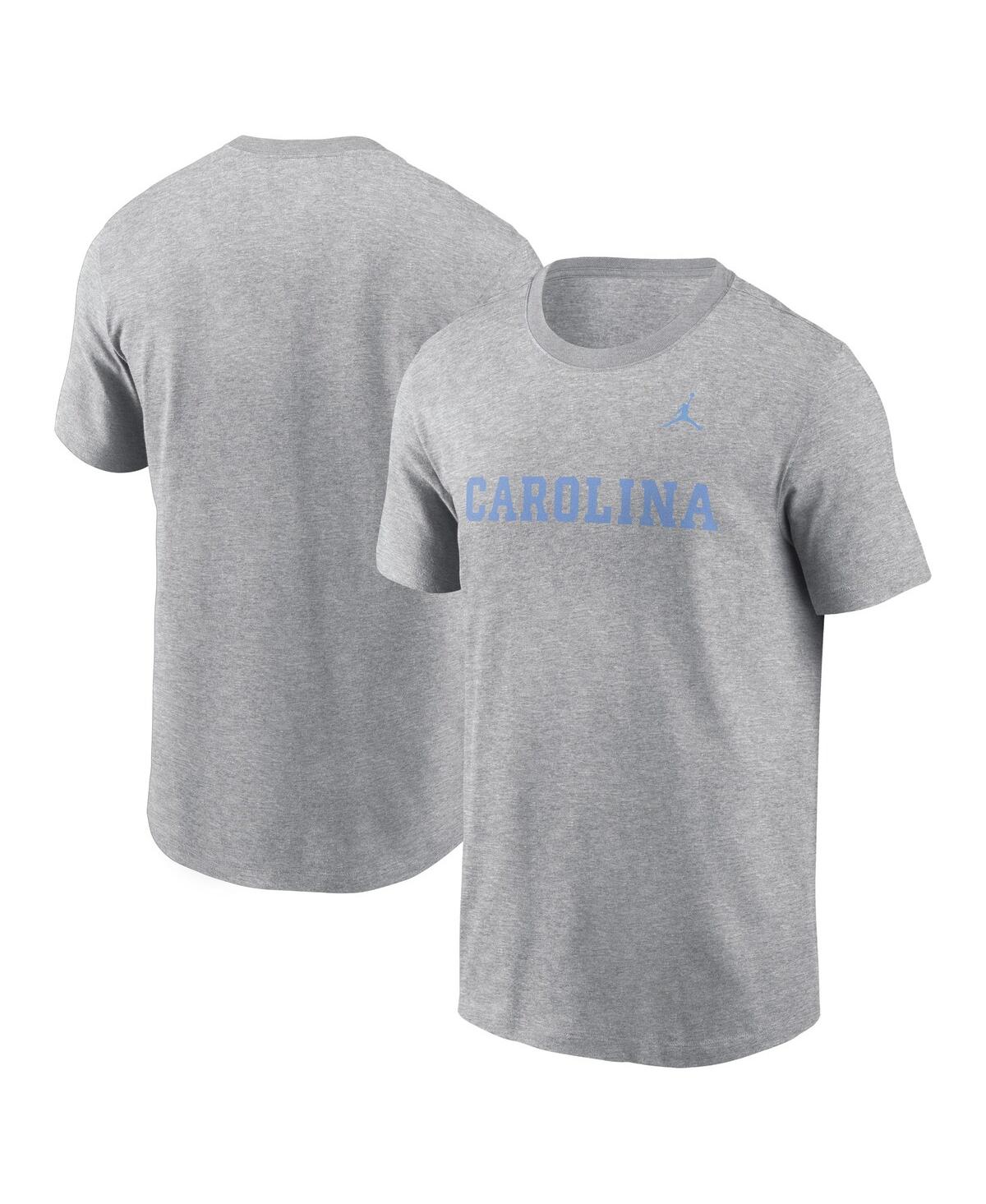 Jordan Men's Heather Gray North Carolina Tar Heels Primetime Evergreen Wordmark T-shirt In Heather Gray