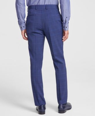 Men's Modern-Fit Windowpane Check Suit Pants