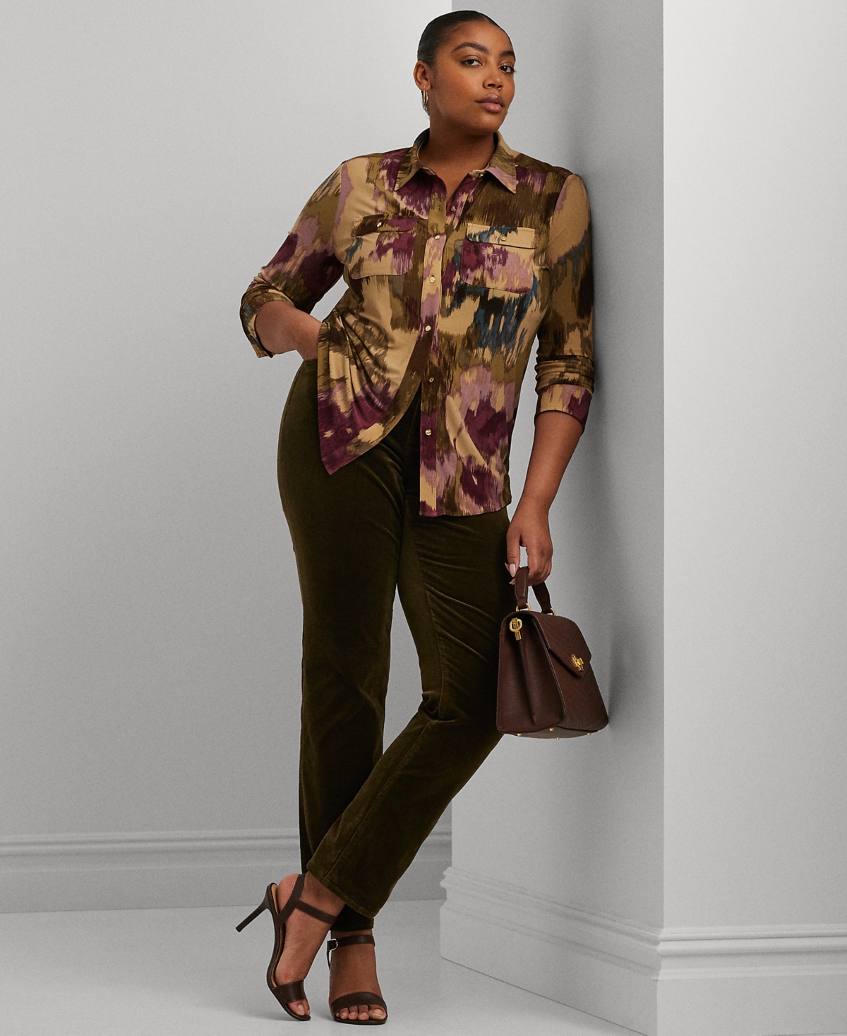 Lauren Ralph Lauren Plus Size Slim-Fit Floral Shirt