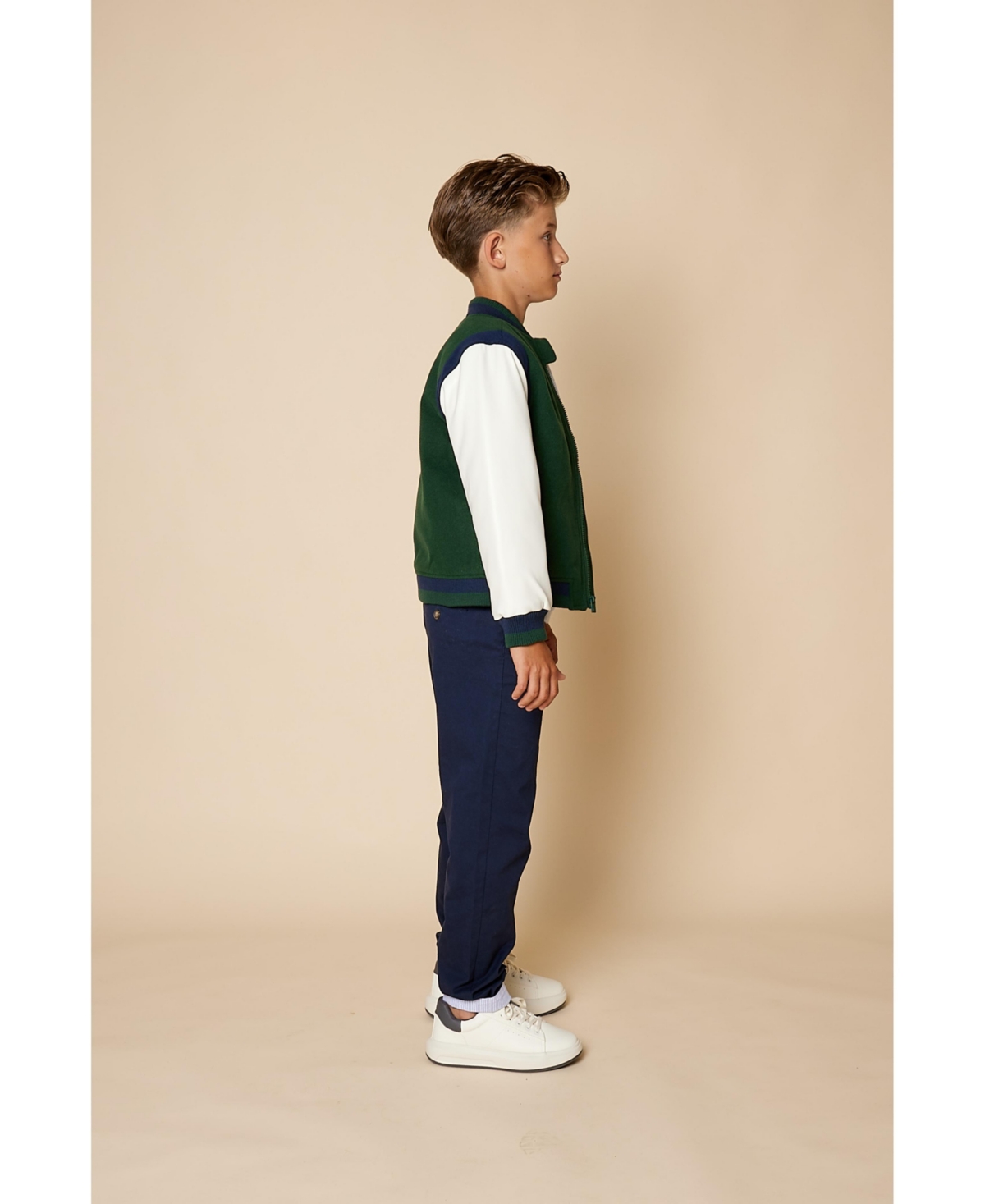 Brooks Brothers B By  Big Boys Woven Varsity Jacket In Dark Green