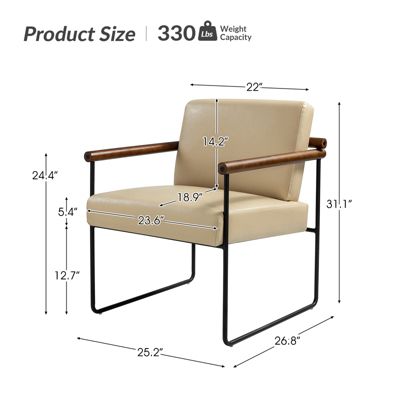Modern Arm Chair with Sturdy Metal Tube Side